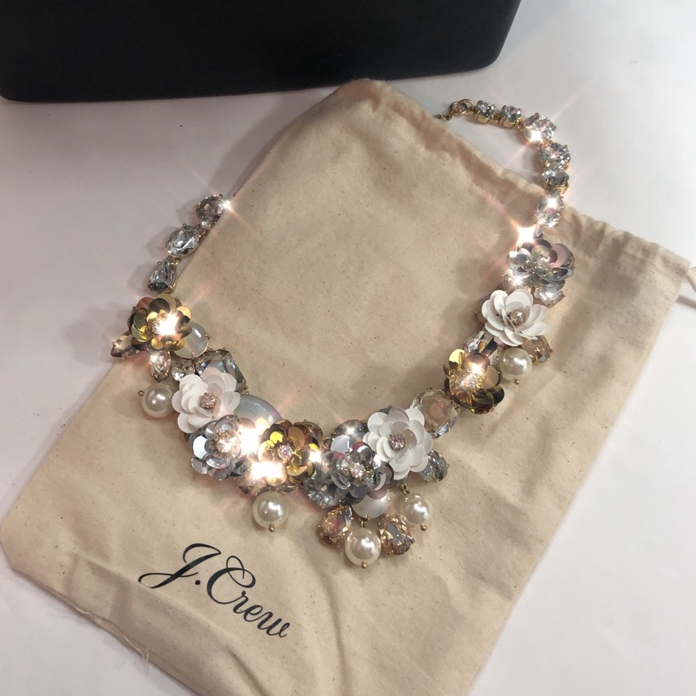 J. Crew Crystal Sequin Wreath Statement Necklace